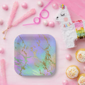 Millennial Marble | Speelse regenboog pastel ombre Papieren Bordje (Feest)
