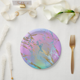 Millennial Marble | Speelse regenboog pastel ombre Papieren Bordje