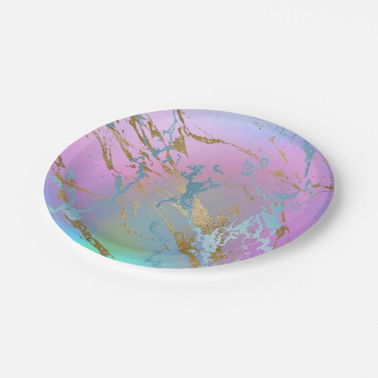 Millennial Marble | Speelse regenboog pastel ombre Papieren Bordje (Gekanteld)