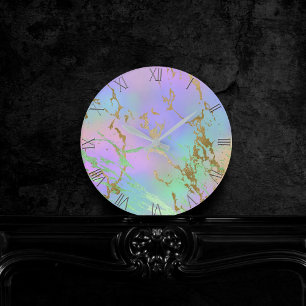 Millennial Marble   Speelse regenboog pastel ombre Ronde Klok