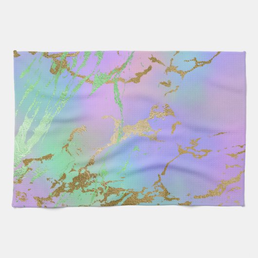 Millennial Marble | Speelse regenboog pastel ombre Theedoek (Horizontaal)