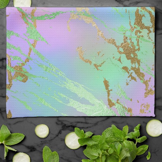 Millennial Marble | Speelse regenboog pastel ombre Theedoek