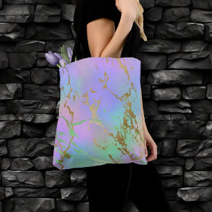 Millennial Marble   Speelse regenboog pastel ombre Tote Bag