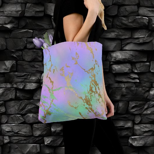Millennial Marble | Speelse regenboog pastel ombre Tote Bag