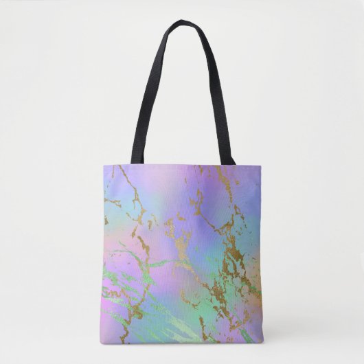 Millennial Marble | Speelse regenboog pastel ombre Tote Bag (Voorkant)
