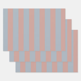 Millennial roze en ijsblauwe kleur blokstrepen inpakpapier vel