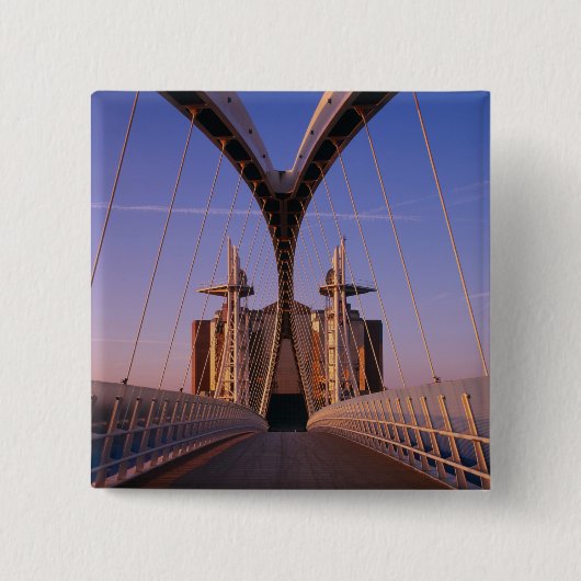 Millennium Bridge, Lowry Centre, Salford Vierkante Button 5,1 Cm (Voorkant)