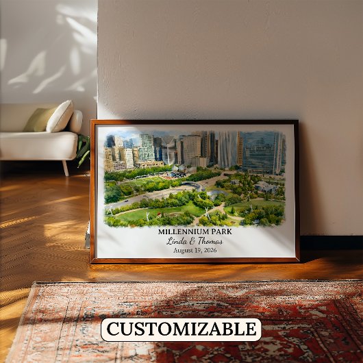 Millennium Park Illinois Poster Chicago Aquarel
