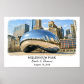 Millennium Park Illinois Poster Chicago Aquarel (Voorkant)