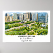 Millennium Park Illinois Poster Chicago Aquarel (Voorkant)