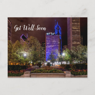 Millennium Park Lente Seizoen Nacht Beterschap Briefkaart