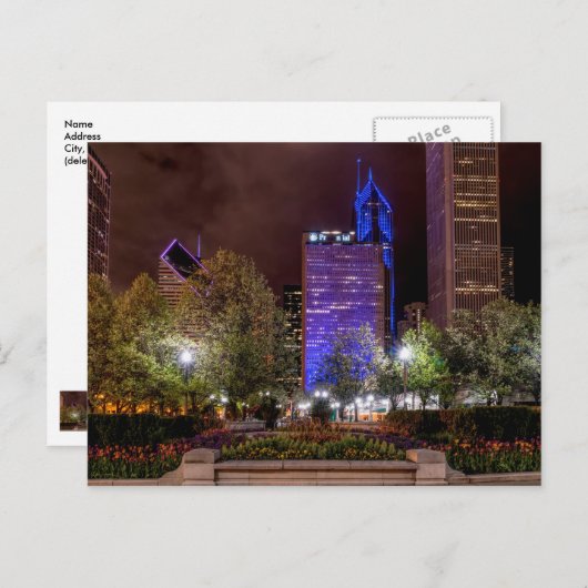 Millennium Park Spring Season Night Briefkaart (Voorkant / Achterkant)