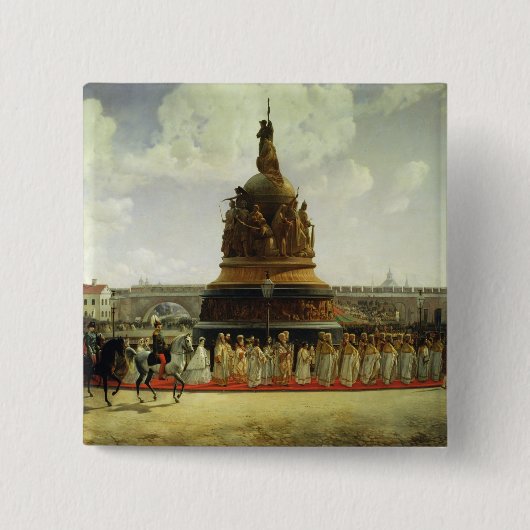 Millennium van Rusland Vierkante Button 5,1 Cm (Voorkant)