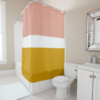 Millenniumroze mosterd Gold Colour Block Stripe Douchegordijn