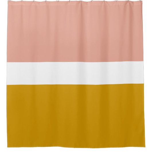 Millenniumroze mosterd Gold Colour Block Stripe Douchegordijn (Voorkant)