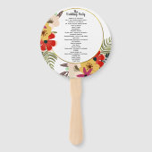 Millenniumroze  Rode Gele Floral Handwaaier (Achterkant)