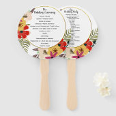 Millenniumroze  Rode Gele Floral Handwaaier (Voorkant en achterkant)