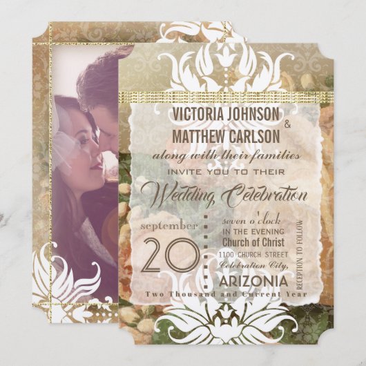 Millenniumroze Rose Gold Foto Weddenschap Kaart (Voorkant / Achterkant)