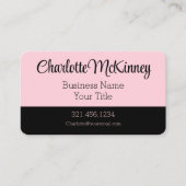 Millenniumroze zwarte moderne schone lijnen visitekaartje (Voorkant)