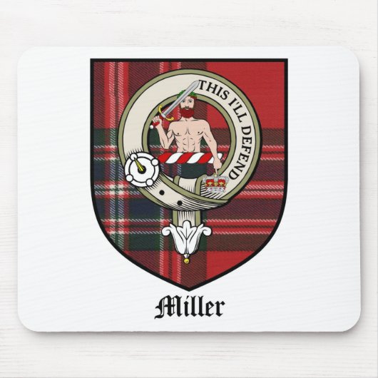 Miller Clan Crest Badge Tartan Muismat (Voorkant)