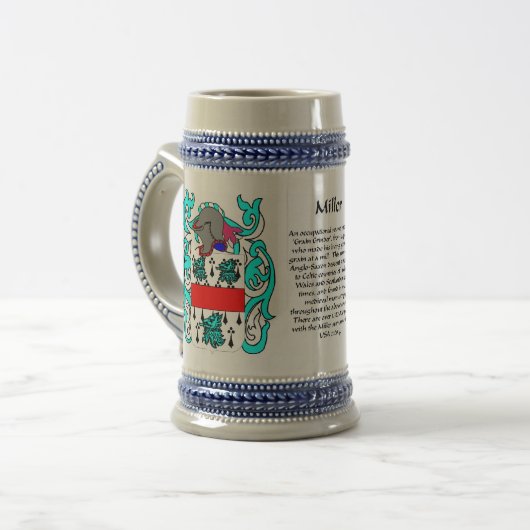 Miller-familie krest stein bierpul (Voorkant links)
