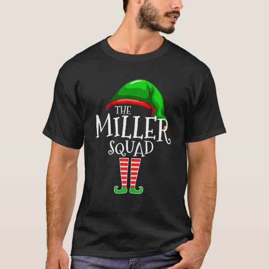 Miller - Familienaam Squad Matching Group Elf Chri T-shirt (Voorkant)