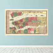 Miller's Kaart van de stad New York (1862) Canvas Afdruk (Insitu (Houten vloer))
