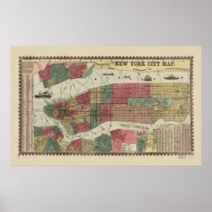 Miller's Kaart van de stad New York (1862) Poster