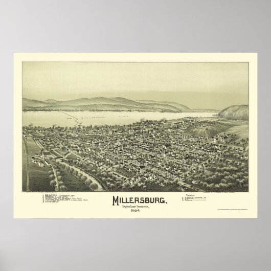 Millersburg, PA Panorama - 1894 Poster (Voorkant)