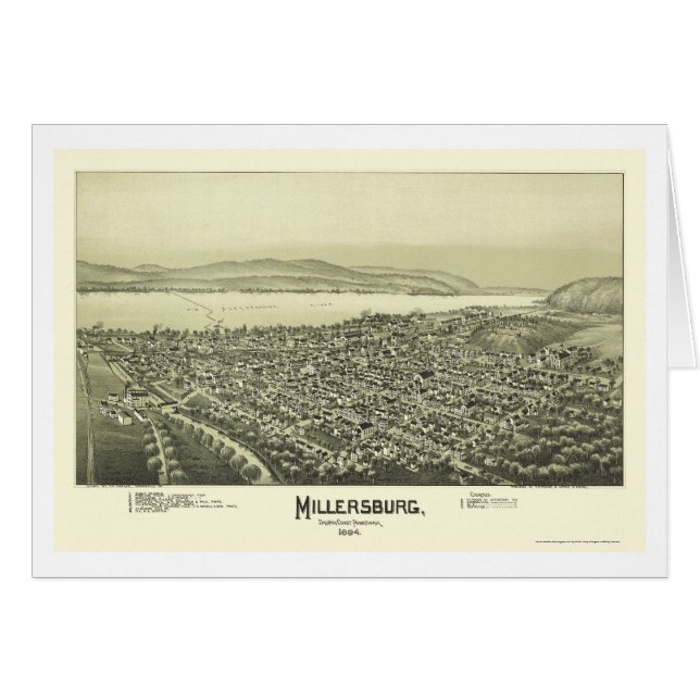 Millersburg, PA Panorama Kaart - 1894 (Voorkant Horizontaal)