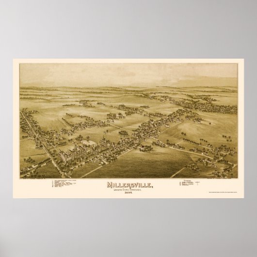 Millersville, PA Panoramic Map - 1894 Poster (Voorkant)