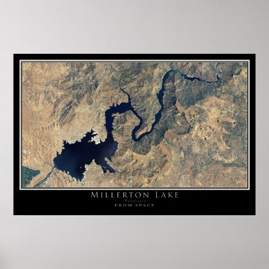 Millerton Lake California Satellite Map Poster (Voorkant)