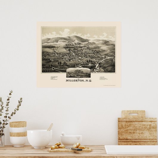 Millerton with Irondale, NY Panoramic Map - 1887 Poster (Keuken)
