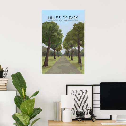 Millfields Park Hackney Londen Reisposter Poster (Thuiskantoor)