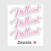 Millicente naam roze decoratieve cursieve x3 sticker (Vel)