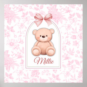 Millie   Aangepaste Roze Teddybeer Nursery Design Poster