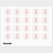 Millie | Aangepaste Roze Teddybeer Nursery Design Ronde Sticker (Vel)