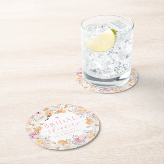 Millie Bloem Bruidsmeisjelfeest Ronde Kartonnen Onderzetter (Insitu)