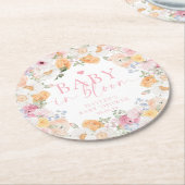 Millie Floral Baby in Bloom Baby shower Ronde Kartonnen Onderzetter (Gebogen)