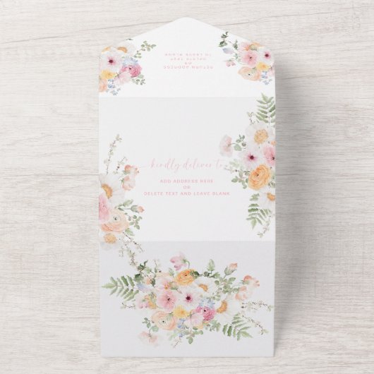 Millie Floral Baby shower All In One Uitnodiging (Buitenkant)