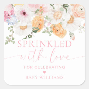 Millie Floral Baby shower bestrooid met liefde Vierkante Sticker