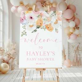 Millie Floral Baby shower Welkomstbord Poster