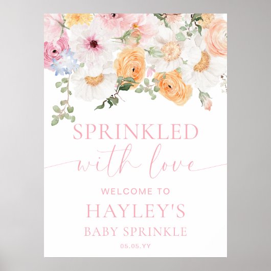Millie Floral Baby Sprinkle Welkomstbord Poster (Voorkant)