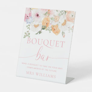 Millie Floral Bouquet Bar Reclamebord Met Voetstuk