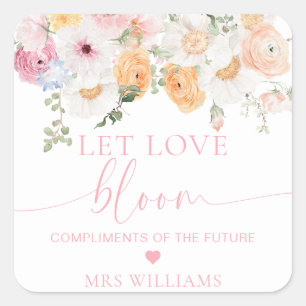 Millie Floral laat liefde bloeien gunst Vierkante Sticker