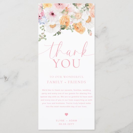 Millie Floral lang menu & dank u (Achterkant)