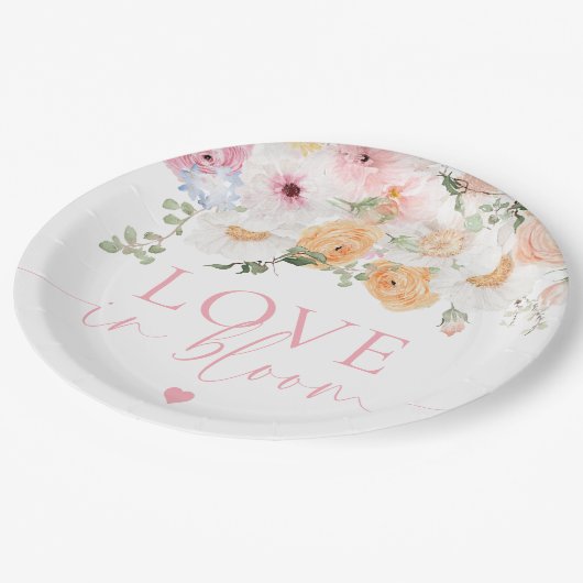 Millie Floral Love In Bloom Bruiloftsfeest Papieren Bordje (Gekanteld)