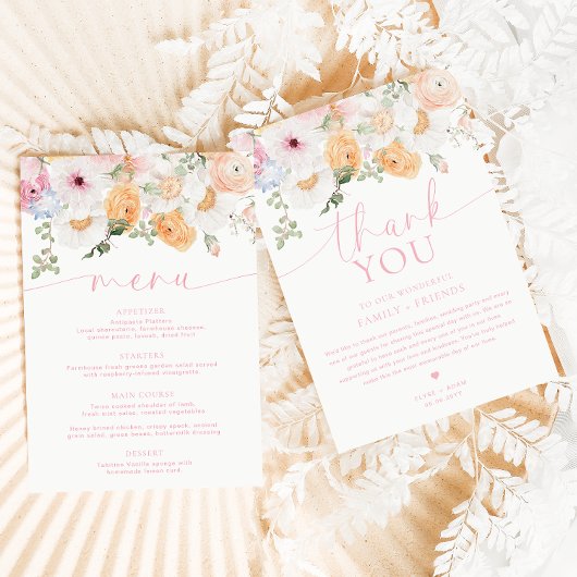 Millie Floral Menu & Bedankt