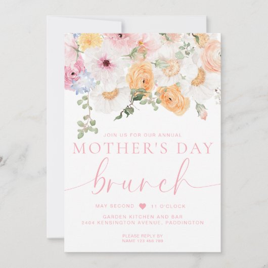 Millie Floral Moederdag Brunch Kaart (Voorkant)
