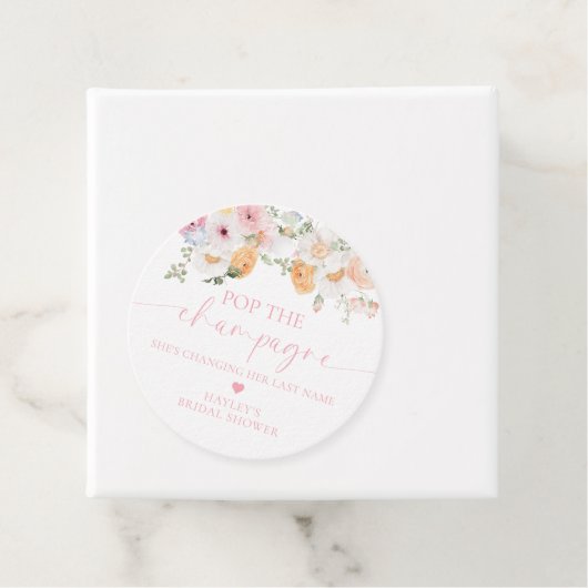Millie Floral Pop the Champagne Bruidsfeest Bedankjes Labels (In situ)